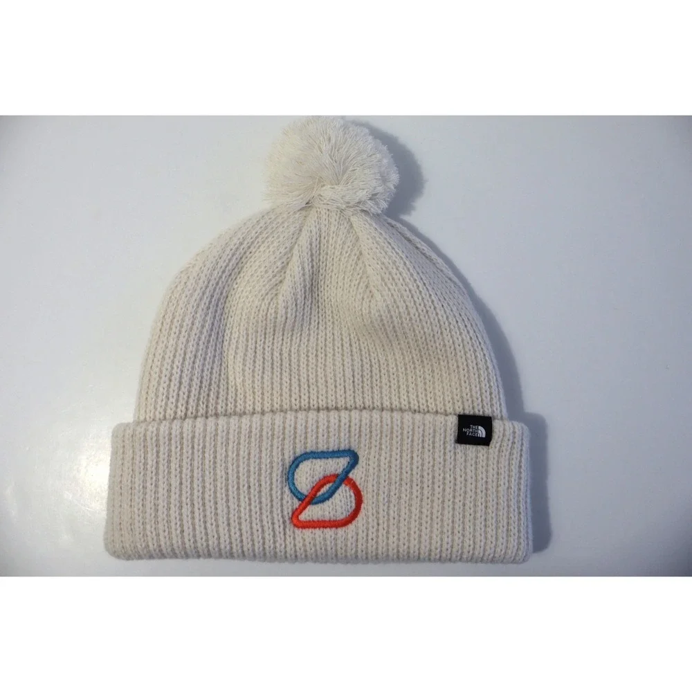 The North Face Pom Beanie Vintage White Ribbed Knit Hat NF0A7RGI11P One Size